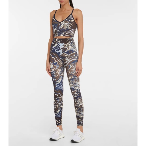 Tory Burch Sport Seamless 7/8 High-rise Leggings in Dark Roast Marble Splash - Picture 2 of 16